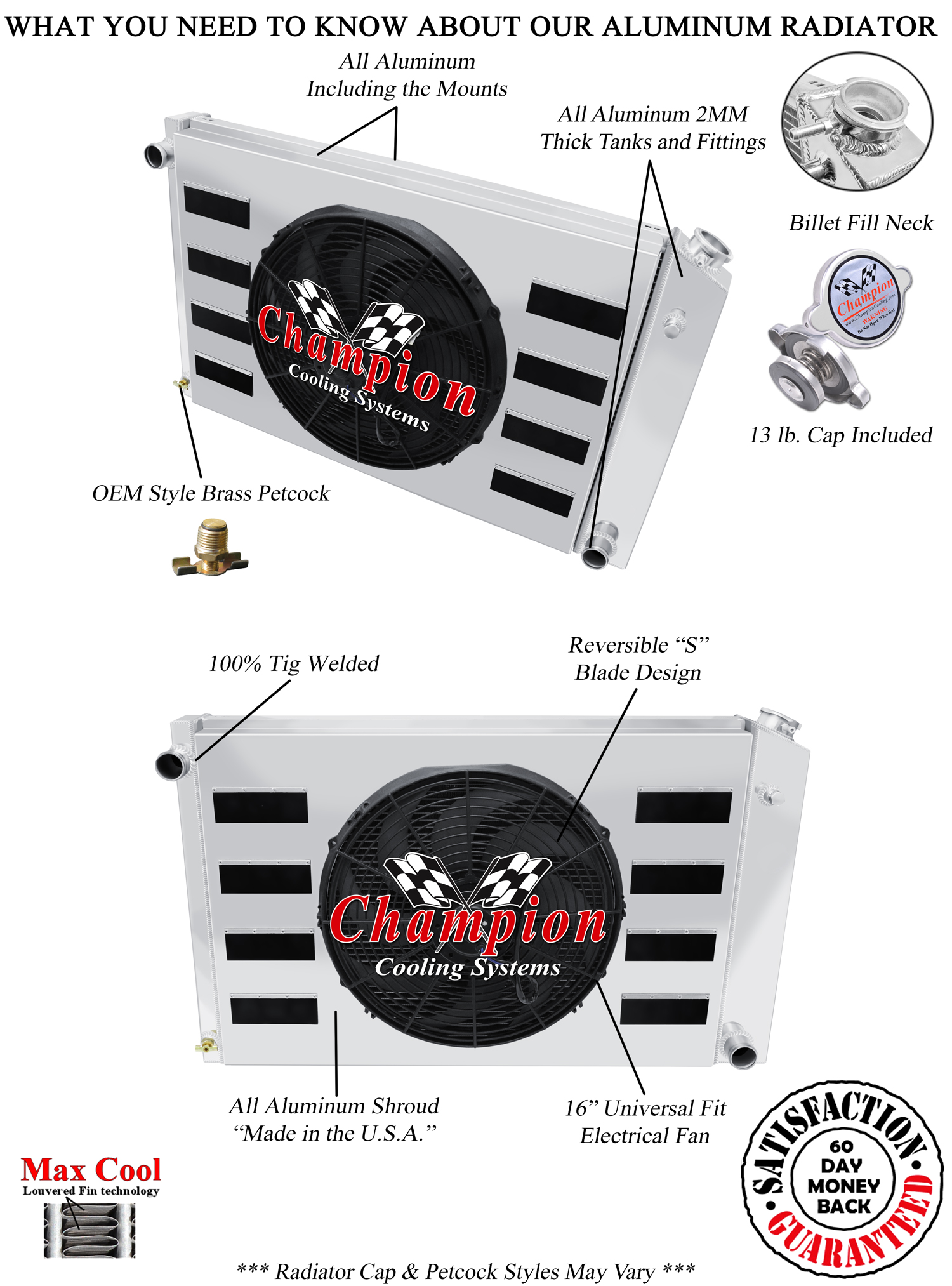 SR 3 Row DP Radiator 19x28",16" Fan,Flap Shroud,1.5,1.5 - 1973-1991 GMC Jimmy LS